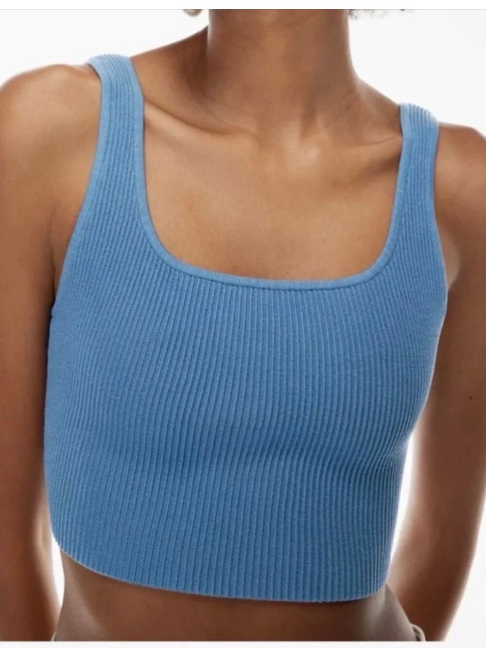 Aritzia Babaton Sculpt Cropped Tank Top | Ocean Blue | Small
